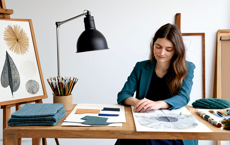 Sustainable Accessory Designer**

"A professional fashion designer in a brightly lit studio, fully clothed in modest, stylish attire, working with innovative, sustainable materials like Piñatex and recycled fabrics, surrounded by design sketches and sample accessories. The scene includes mood boards showcasing natural textures and colors. Focus on the designer's focused expression and the creative atmosphere. Perfect anatomy, well-formed hands, natural pose, appropriate content, safe for work, professional."

**