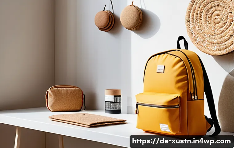 악세서리 브랜드의 지속 가능한 이미지 구축 - A close-up scene of sustainable accessories made from natural and recycled materials, featuring eco-...