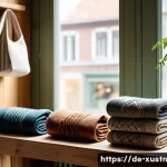 Home 19 악세서리와 지속가능한 소비 패턴 - A high-resolution close-up of a sustainable fashion accessory display featuring scarves and handbags...