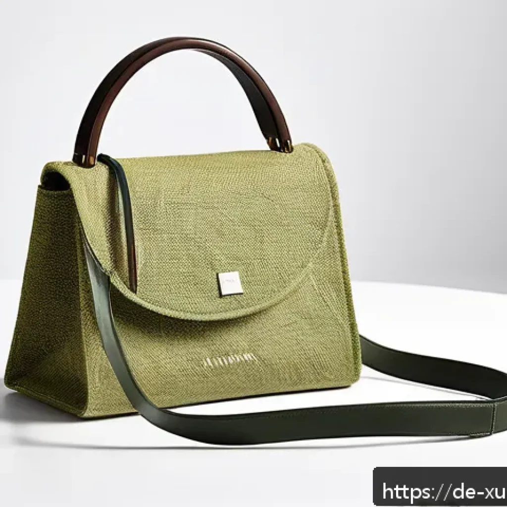 지속가능한 악세서리 브랜드의 소셜 임팩트 - A minimalist, modern sustainable handbag made from organic hemp and bio-cotton, displayed on a clean...